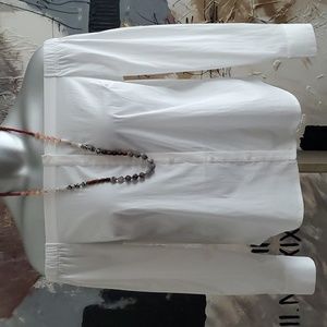 NWT EXPRESS Off The Shoulder White Faux Button Up Shirt Women M